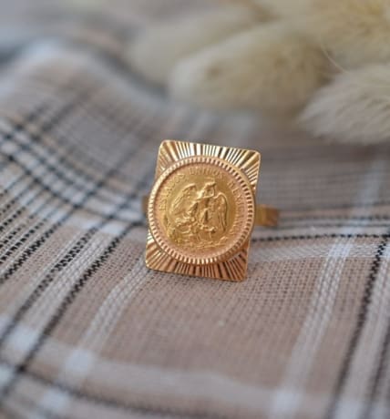 Bague pièce Dos Pesos Mexicain