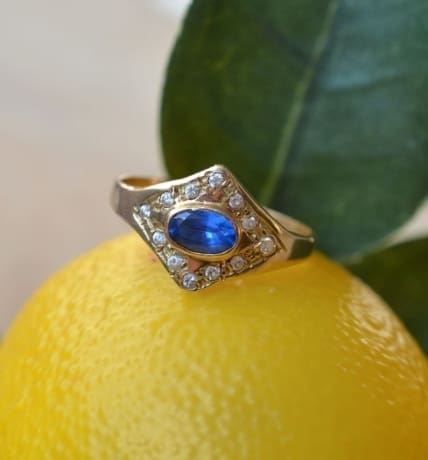 Bague pierre bleue