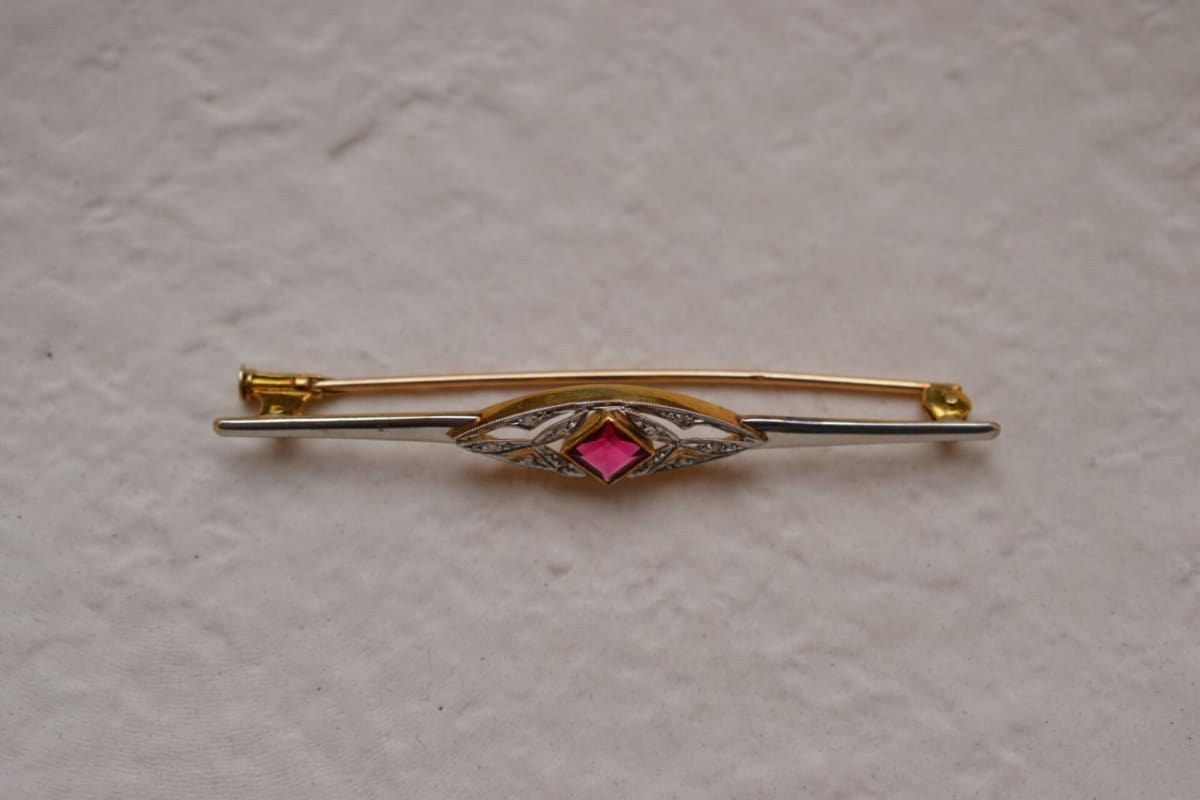 Broche Art Déco Rubis - broche Vintage
