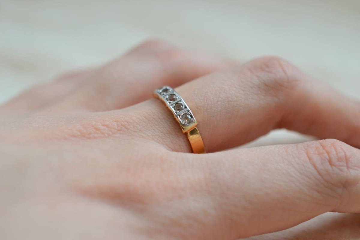Bague jarretière pierres blanches - bague rétro