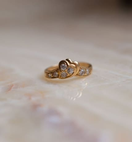 Bague en forme de coeur et Oxydes - bague ancienne