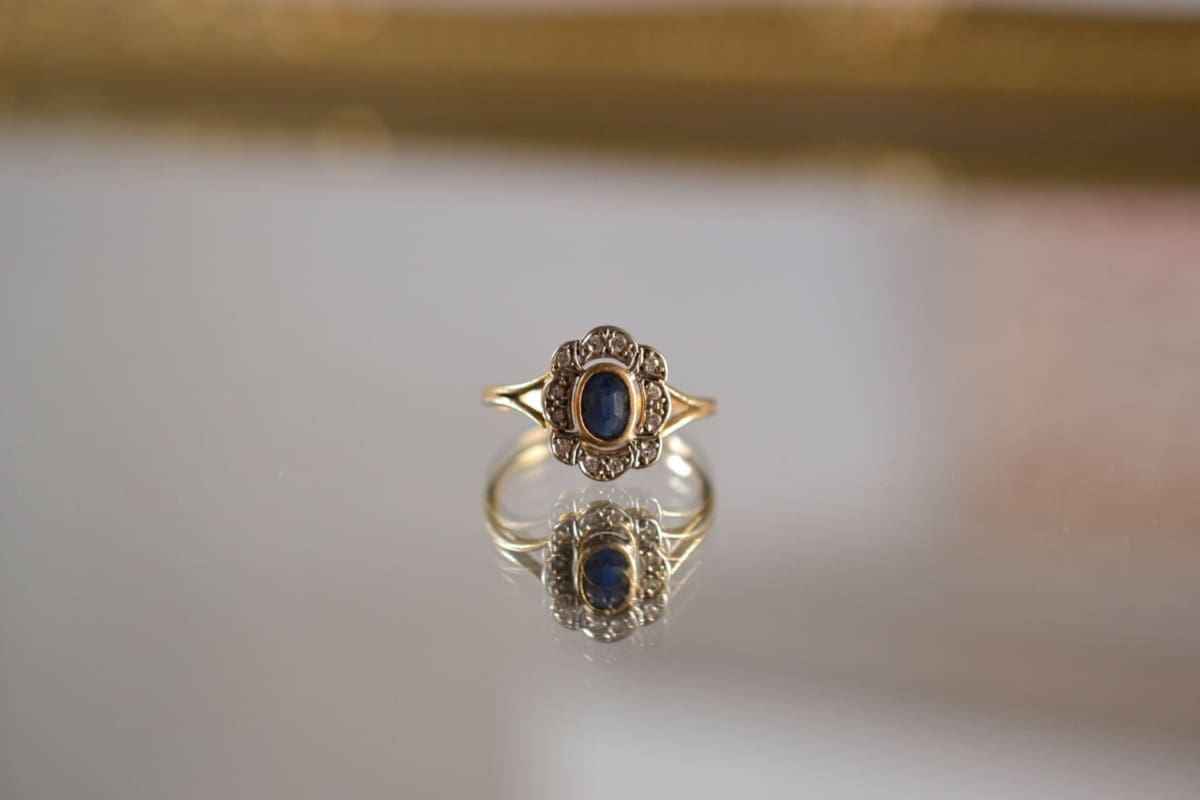 Bague Marguerite Saphir et Diamants - bague ancienne