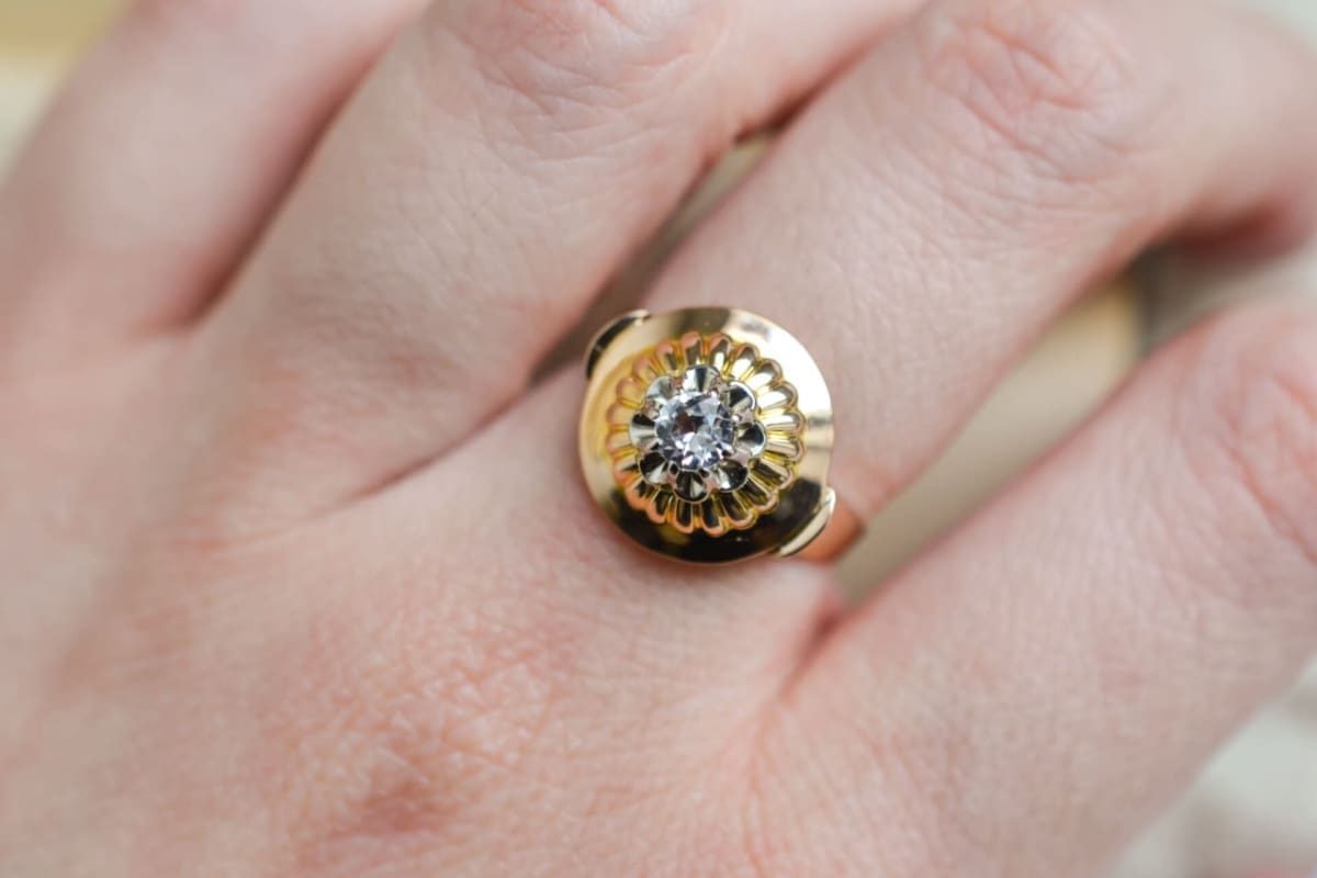 Bague circulaire Art Déco Oxyde - bague de fiançailles