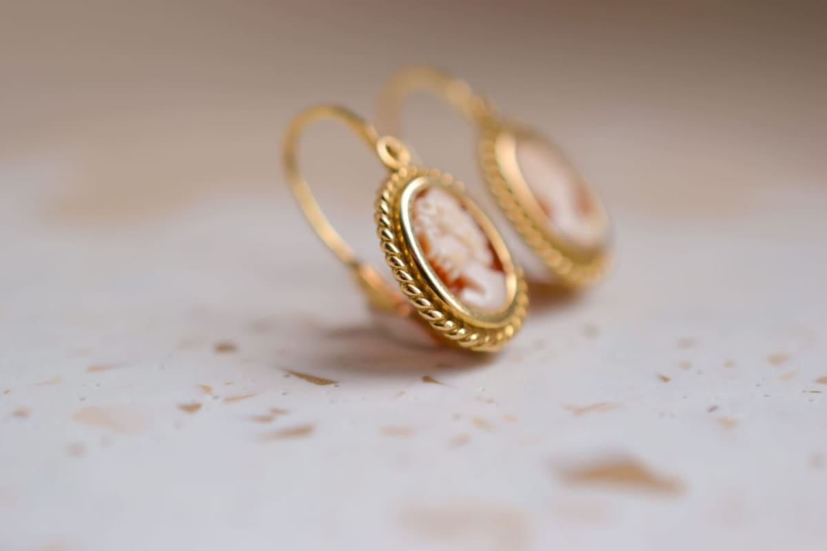 Dormeuses Camées décors torsadés - boucles d'oreilles Camées