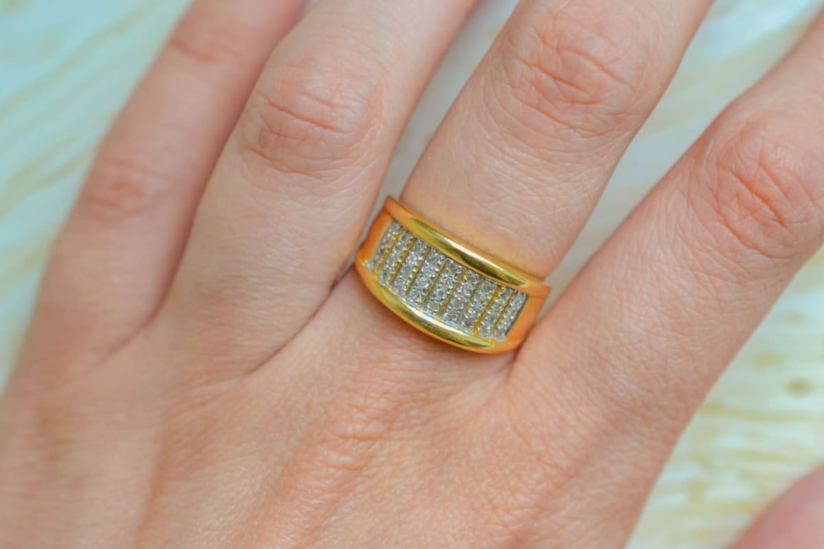 Bague bandeau 2 Ors Diamants - bague de fiançailles