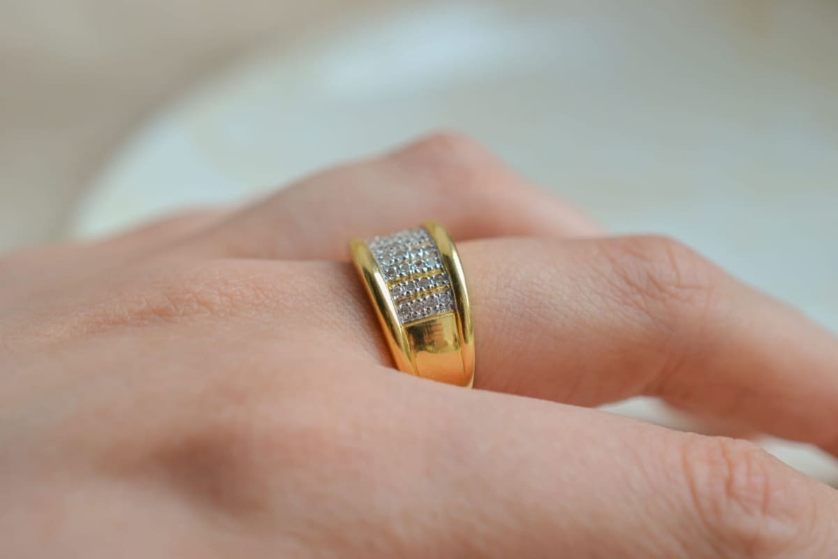 Bague bandeau 2 Ors Diamants - bague de naissance
