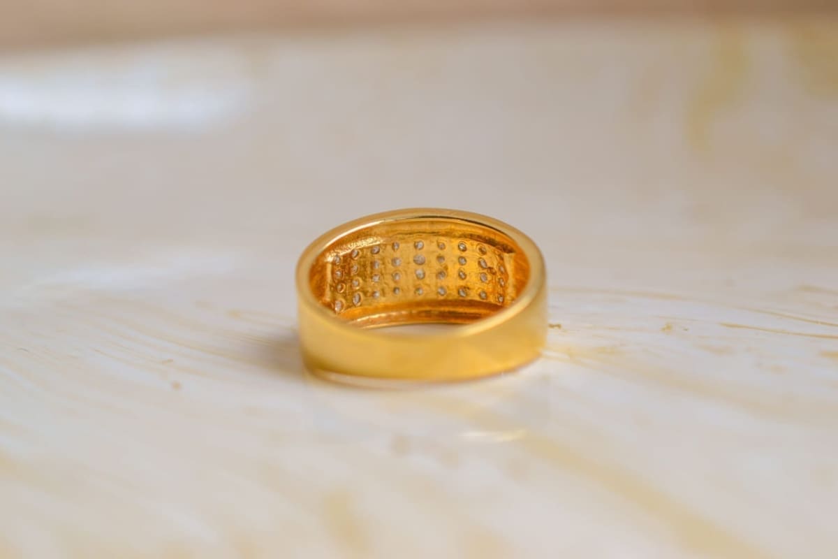 Bague bandeau 2 Ors Diamants - bague unique
