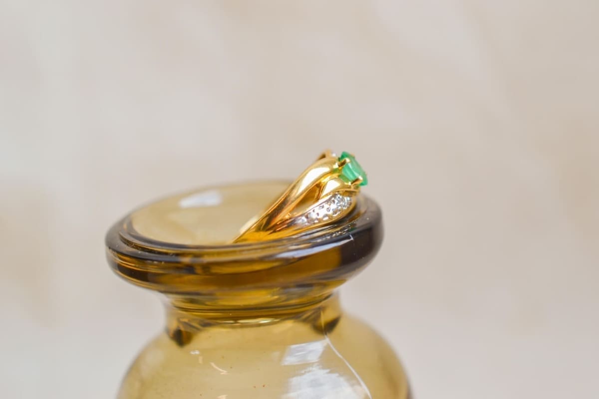 Bague rubans Émeraude et Diamants - bague Vintage