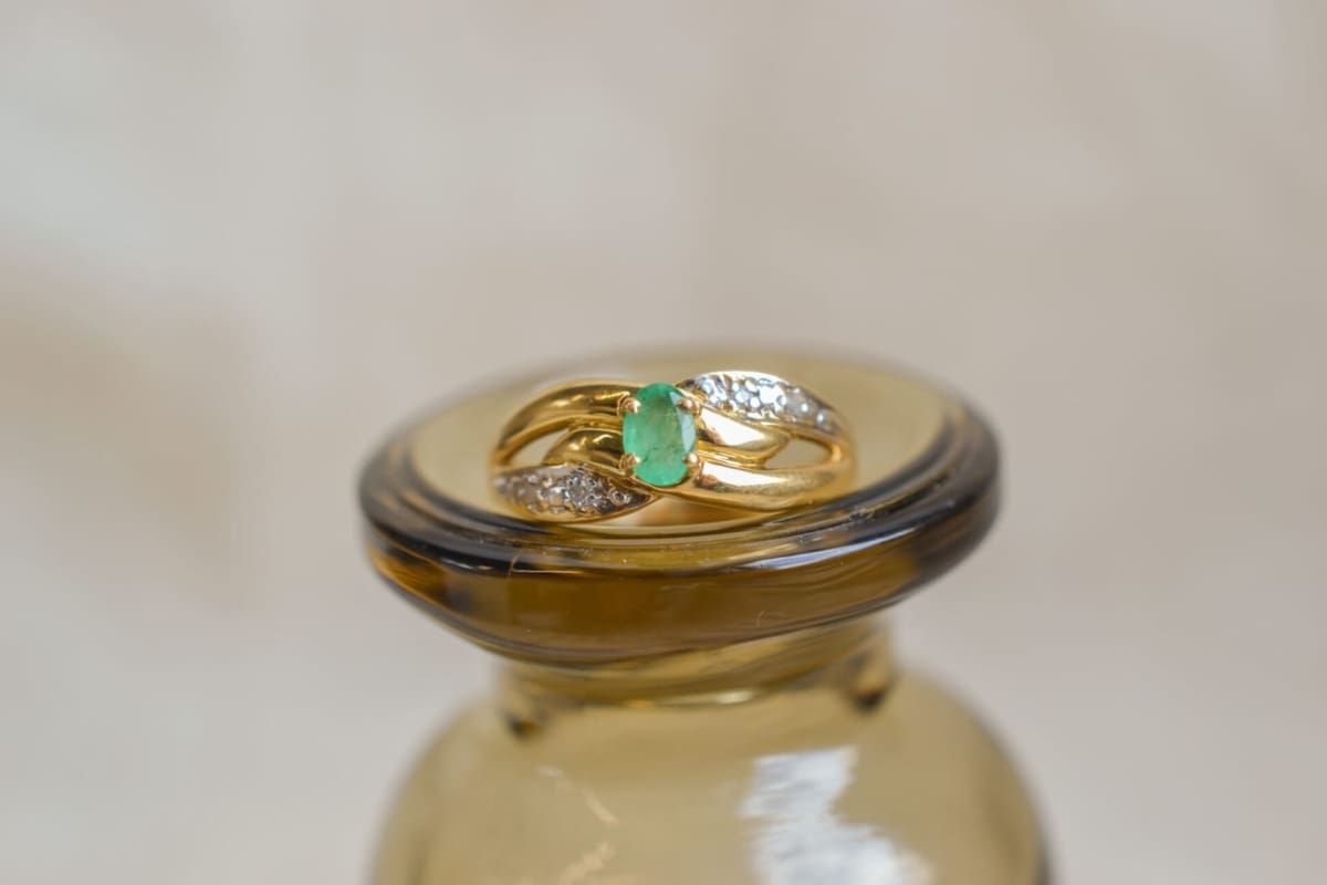 Bague rubans Émeraude et Diamants - bague ancienne