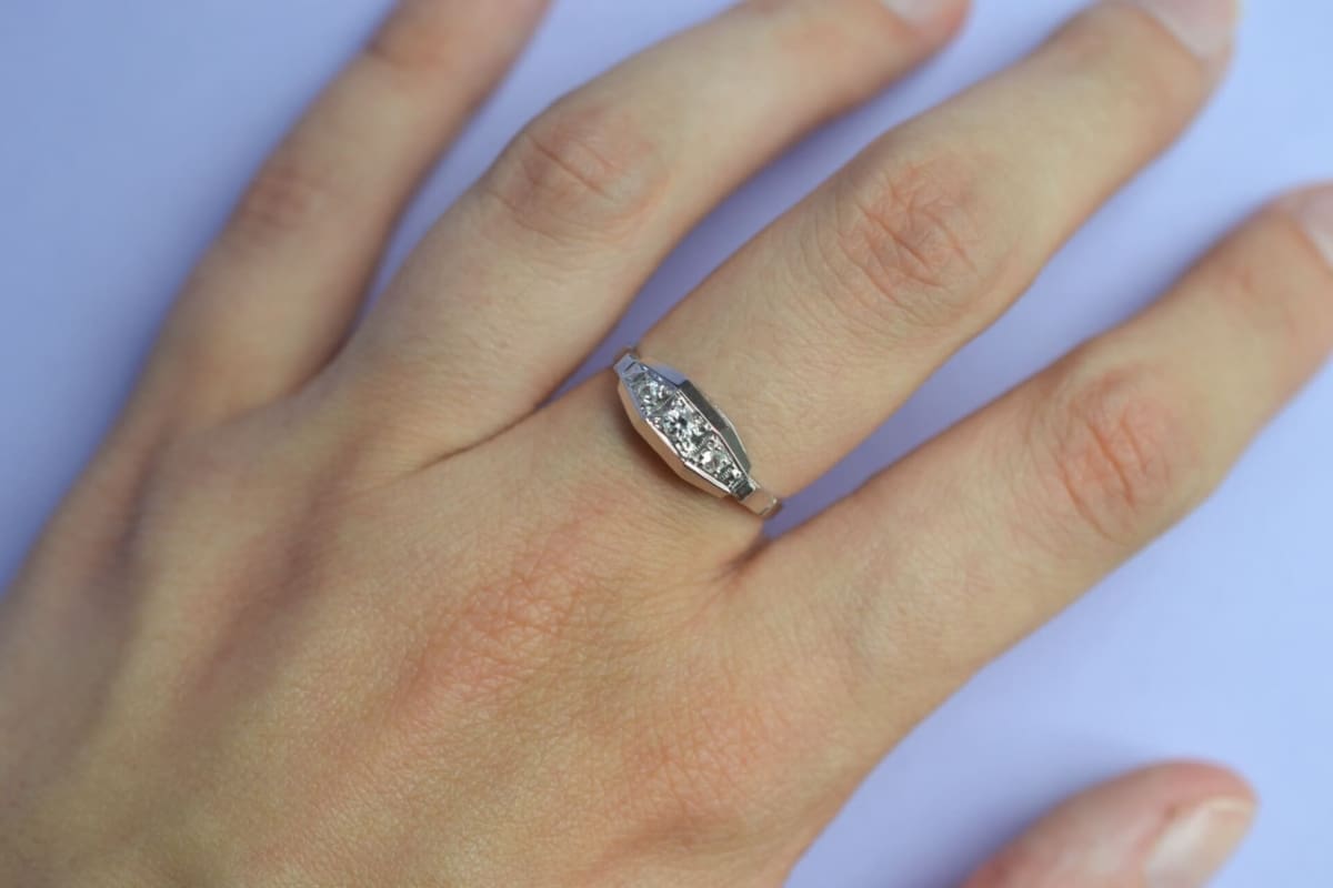 Bague Art Déco pierres blanches - bague de fiançailles
