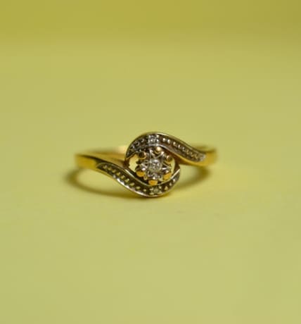 Bague tourbillon fleur Diamants - bague ancienne