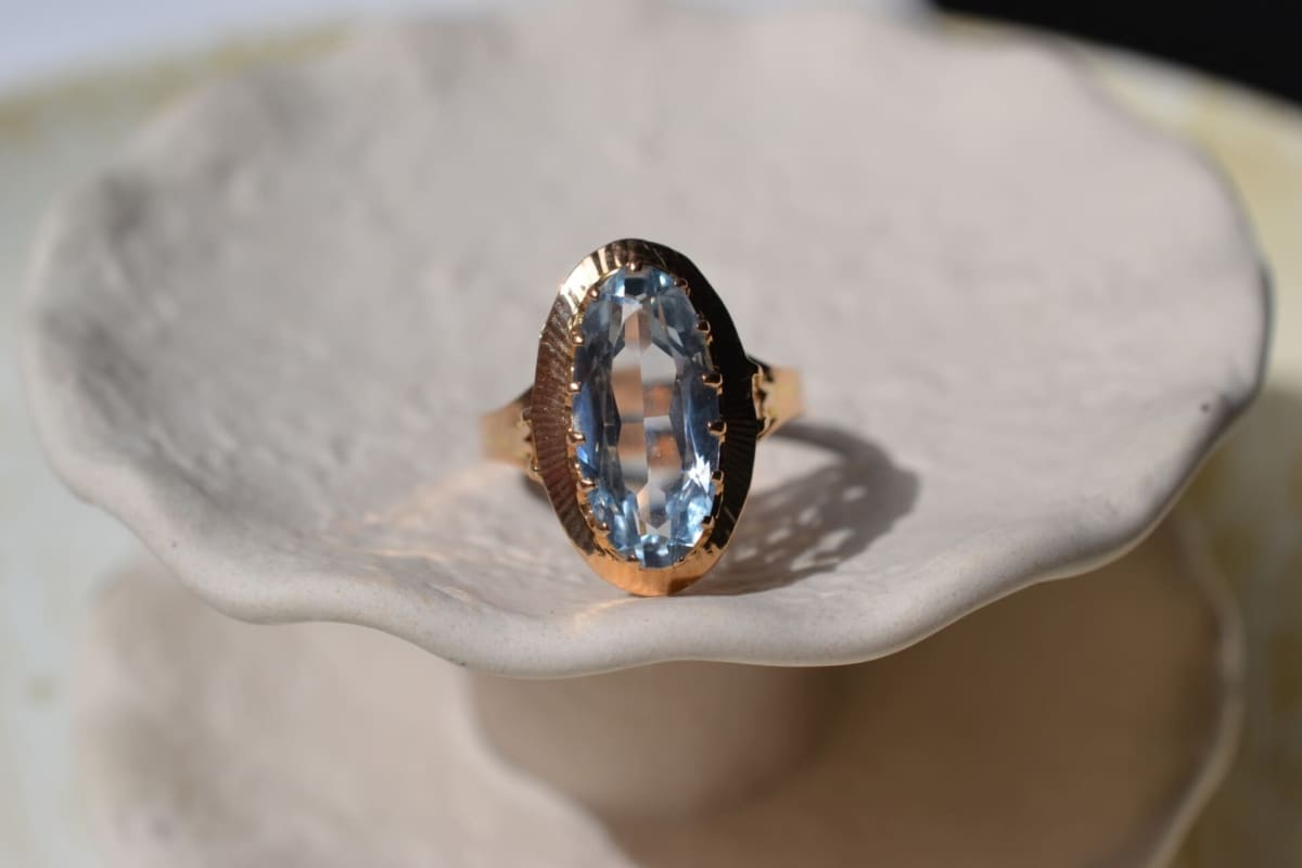 Bague cocktail Aigue-marine ovale
