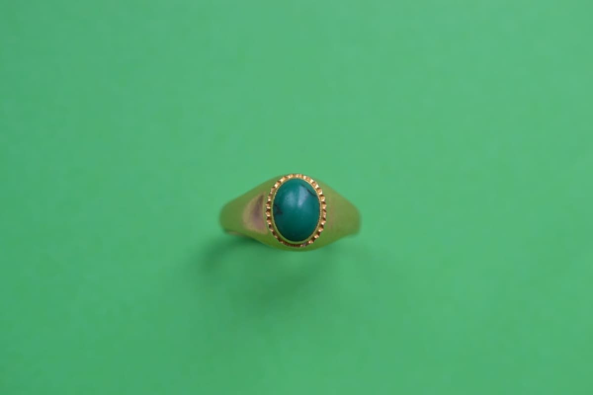 Bague jonc cabochon Turquoise verte