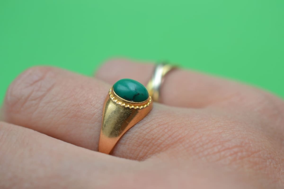Bague jonc cabochon Turquoise verte