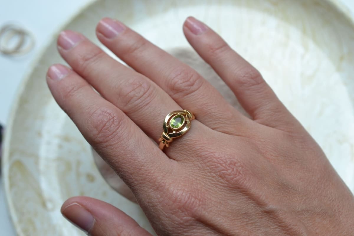 Bague peridot pierre de naissance Vintage