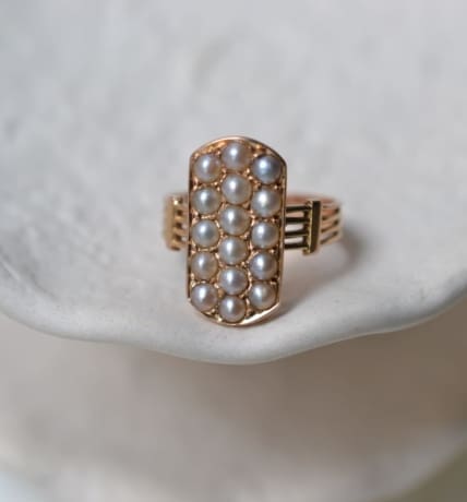 Bague rectangulaire Perles
