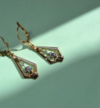 Boucles d'oreilles 2 Ors style Art Déco