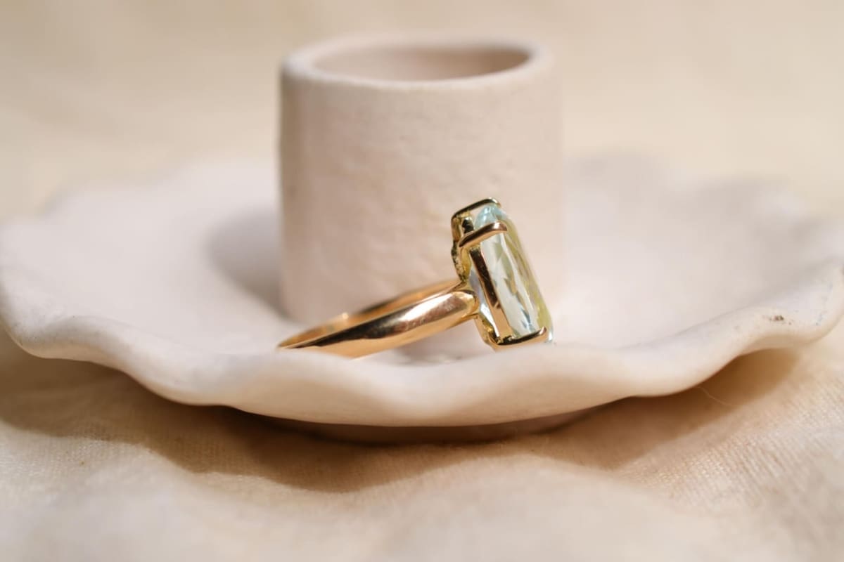Bague cocktail Aigue-Marine ovale