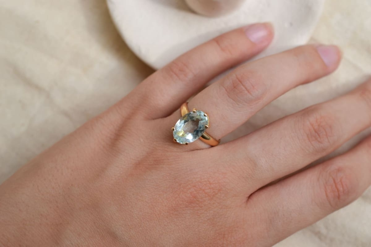 Bague de fiançailles ancienne Aigue-Marine