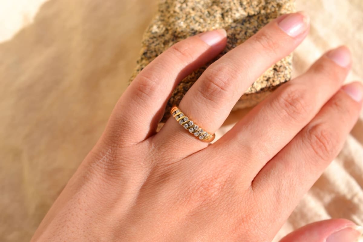 Bague de fiançailles ancienne Or jaune 18 carats Diamants