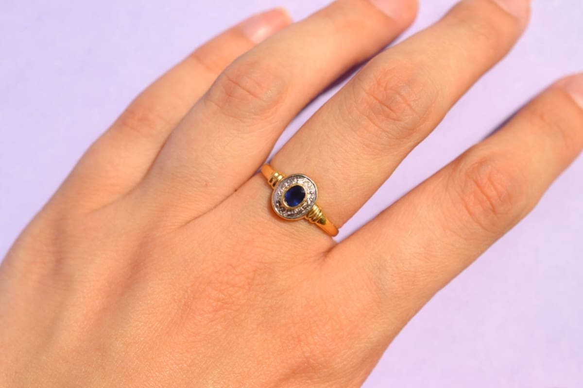 Bague ovale Saphir et Diamants - bague de fiançailles