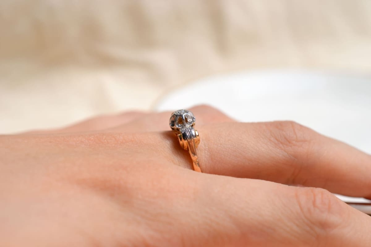 Bague style Art Déco 2 Ors Diamant - bague de mariage