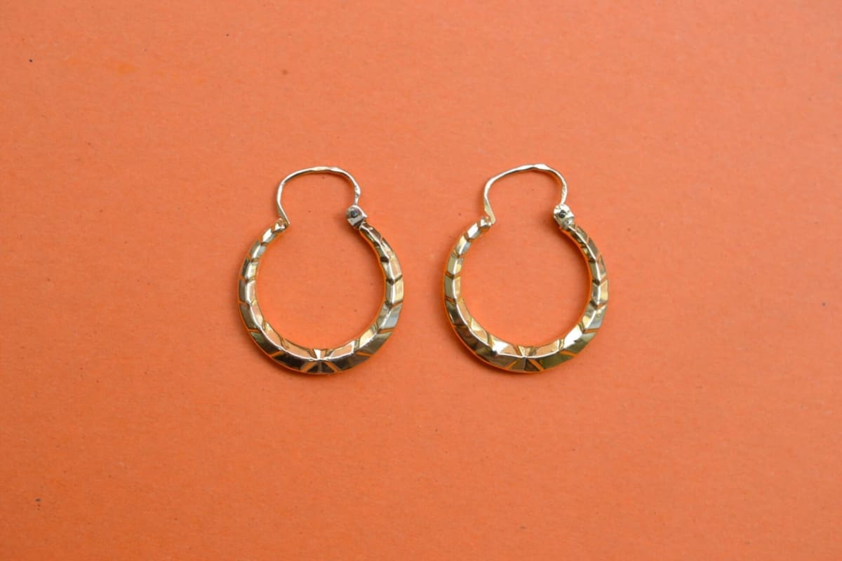 Créoles crantées Or jaune - boucles d'oreilles anciennes