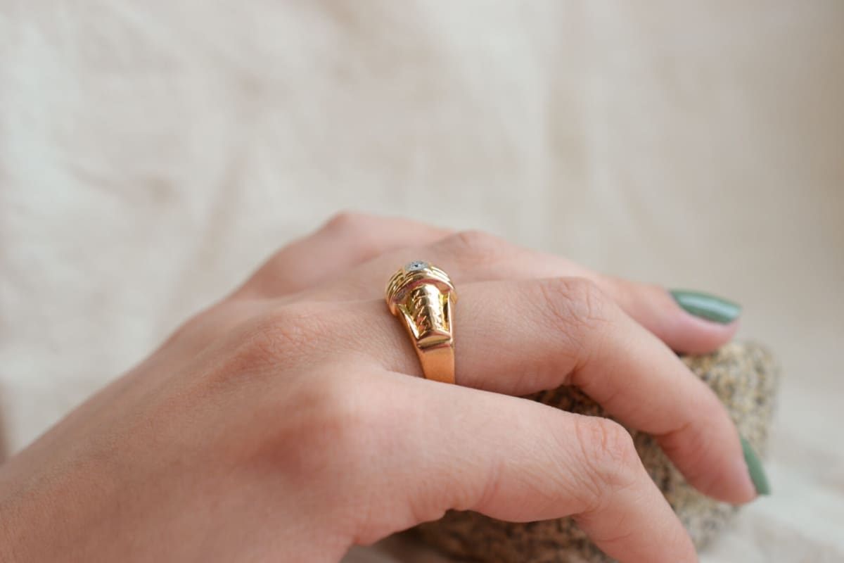 Bague Art Déco Or jaune Diamant
