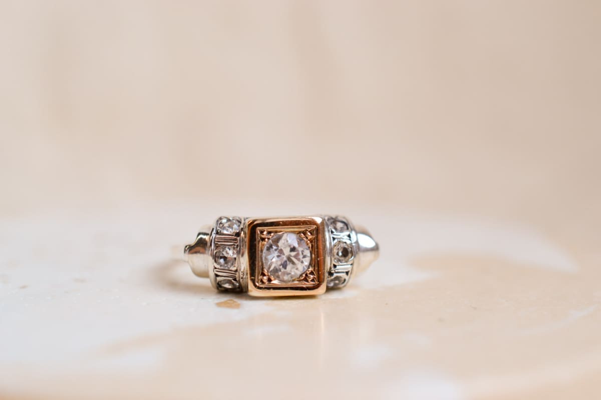 Bague Art Déco en Argent sertie d'Oxydes