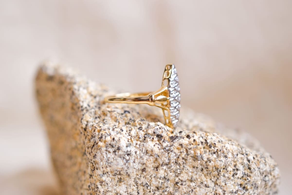 Bague Marquise ancienne 2 Ors Diamants