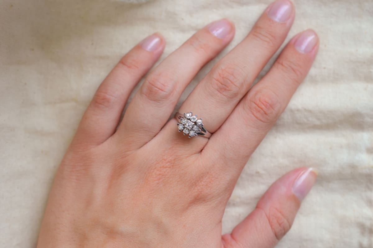 Bague Vintage Or blanc 18 carats Diamants