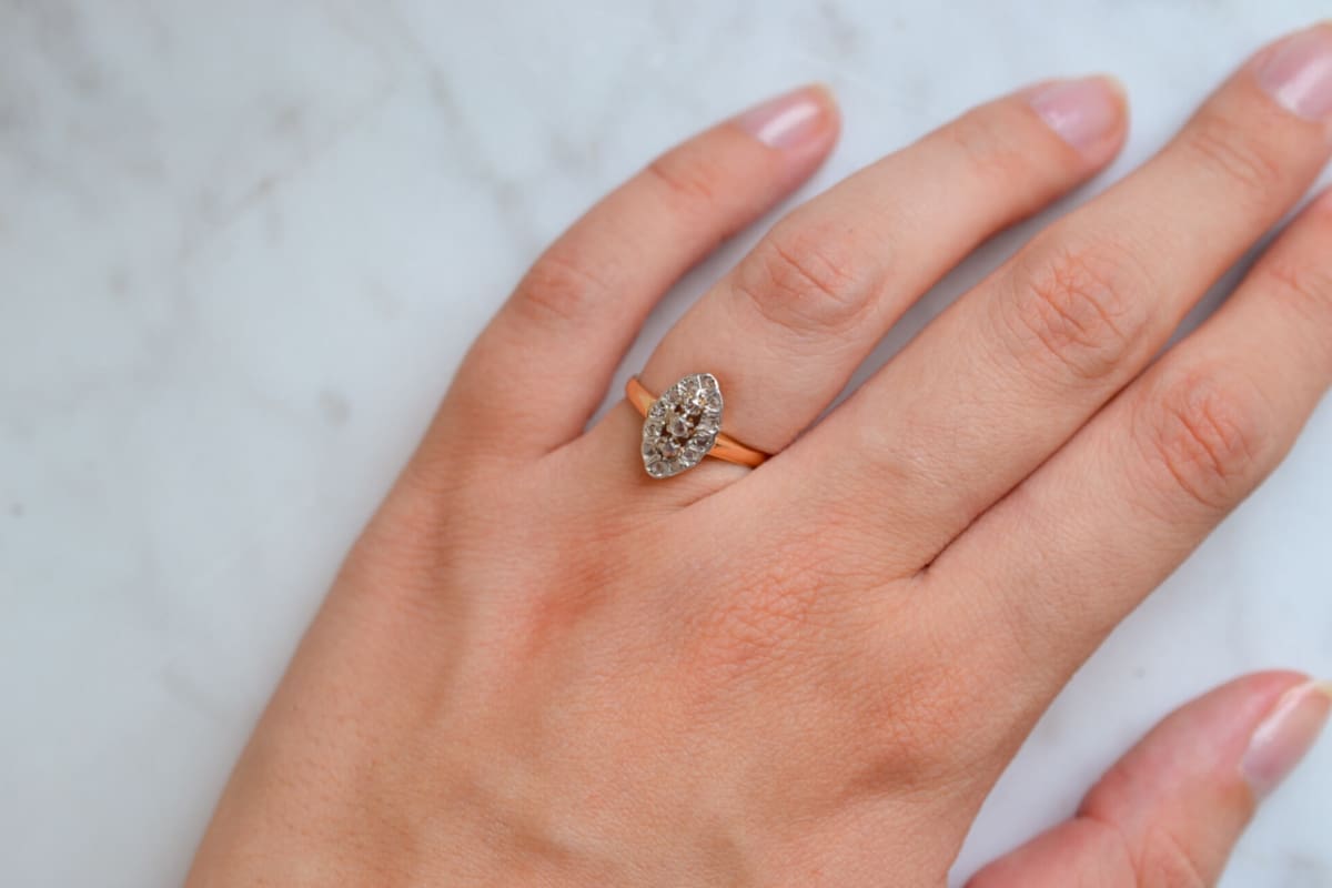 Bague de fiançailles Art Déco 2 Ors Diamants
