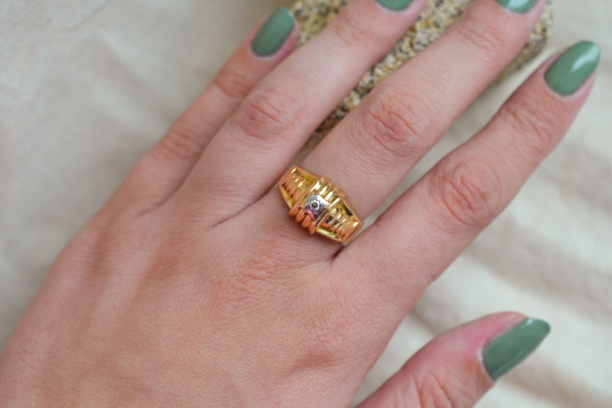 Bague de fiançailles Art Déco Or jaune Diamant