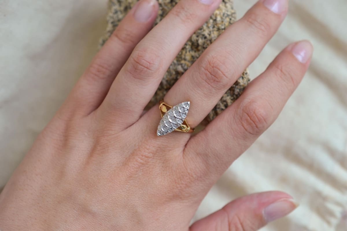Bague de fiançailles Marquise 2 Ors Diamants