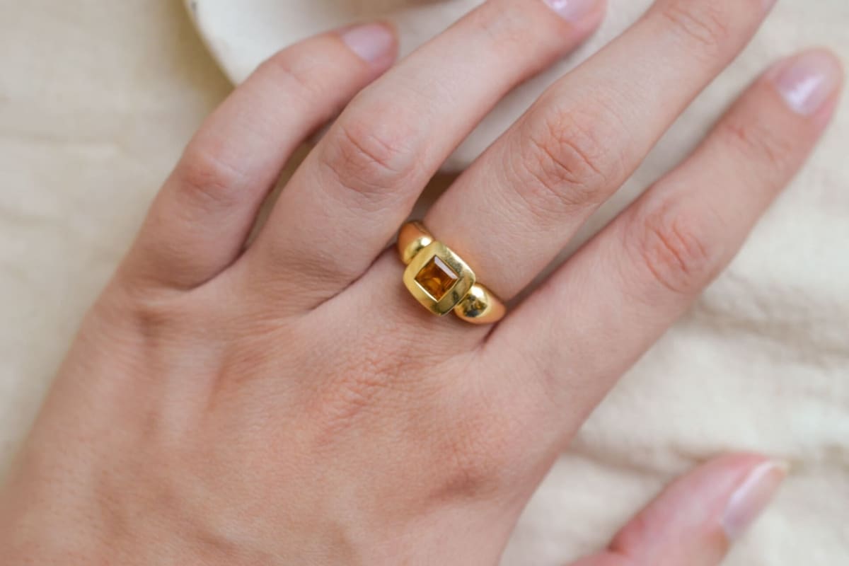 Bague de fiançailles Or jaune 18 carats Citrine
