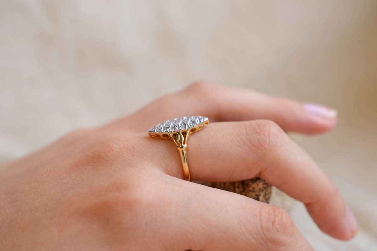 Bague de fiançailles ancienne 2 Ors Diamants