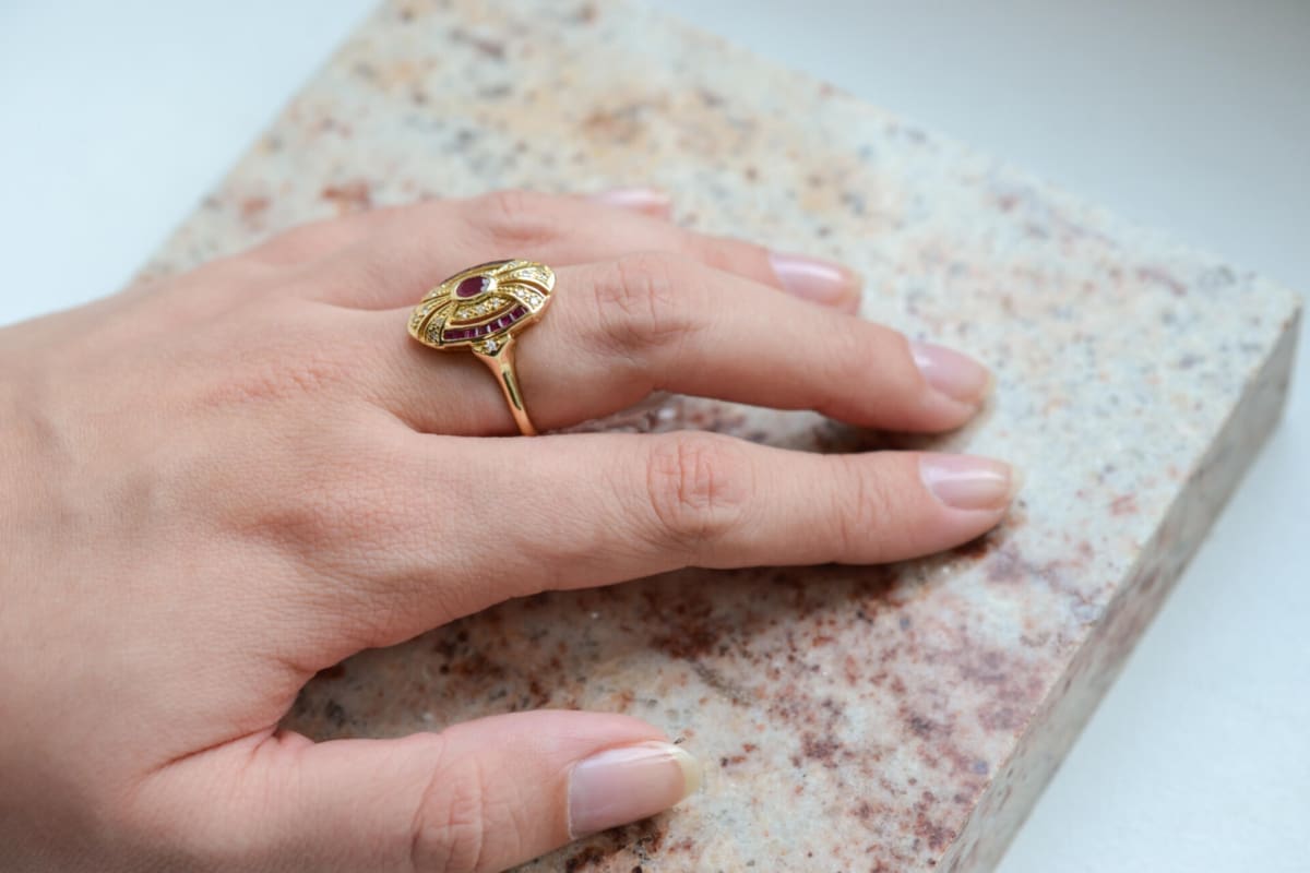 Bague de fiançailles ancienne en Or jaune 18 carats