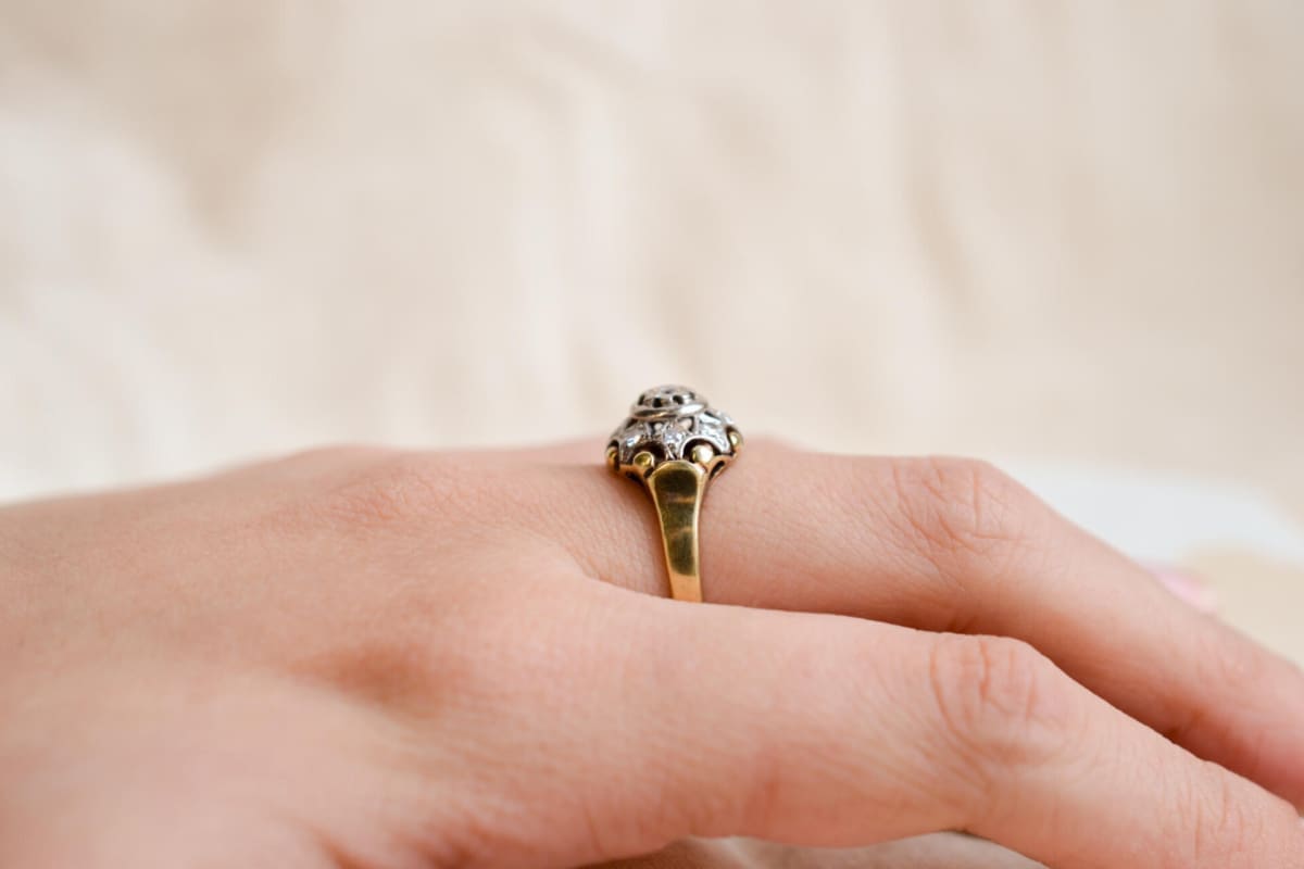 Bague de fiançailles en Or 14 carats sertie de Diamants