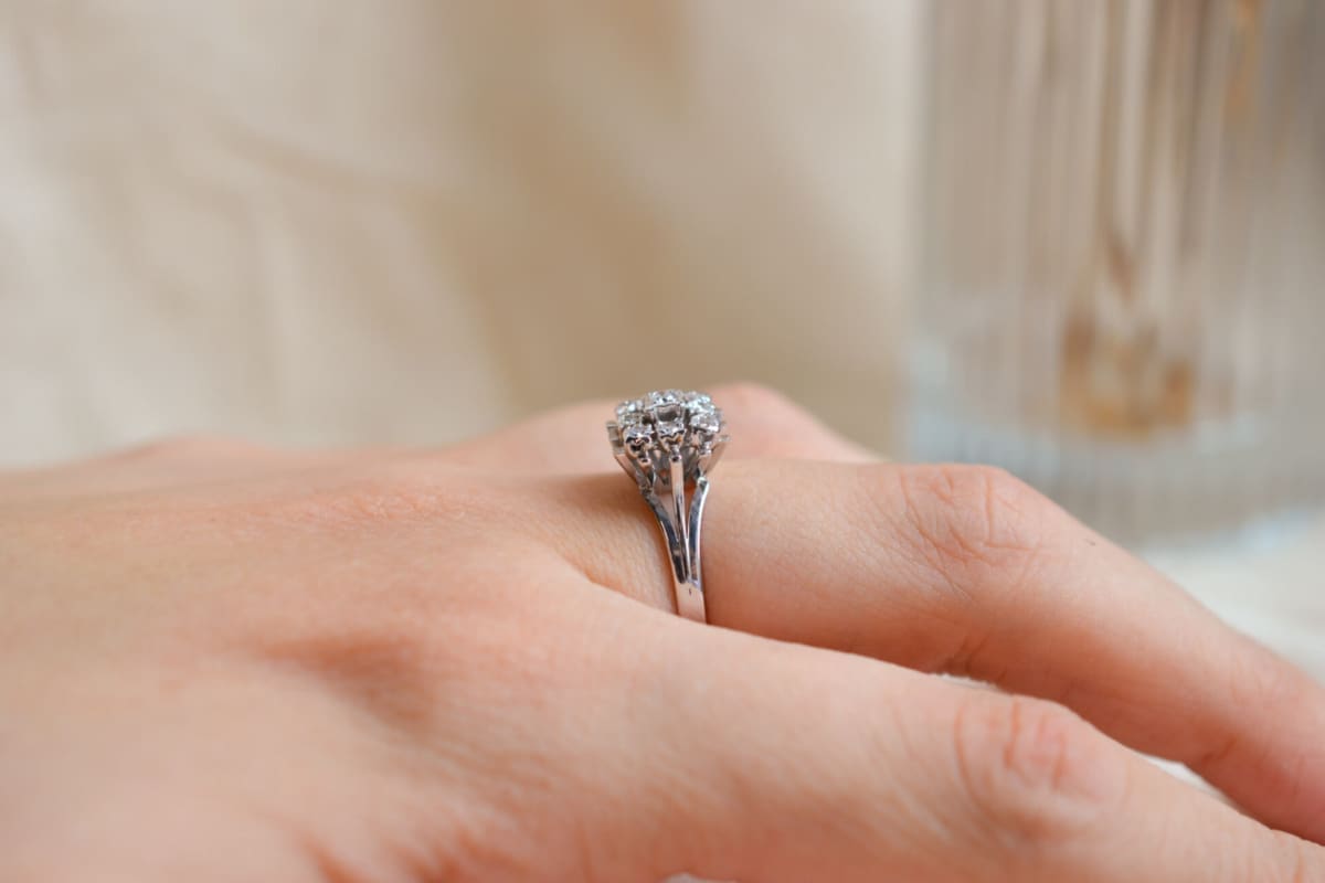 Bague de seconde main Or blanc Diamants