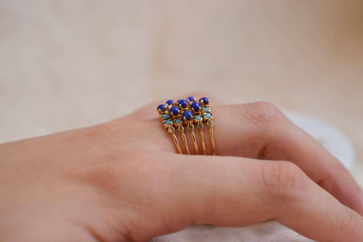 Bague de seconde main Turquoises et Lapis Lazulis