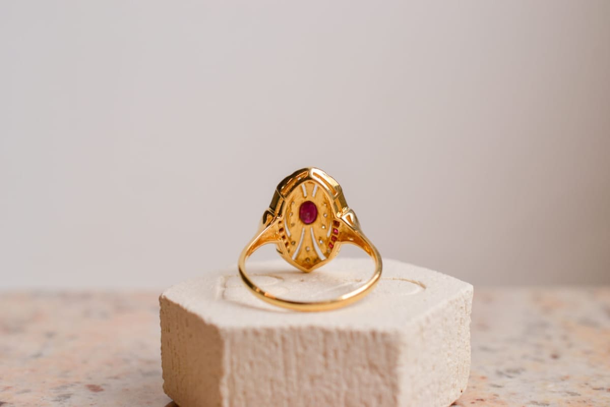 Bague style Marquise en Or jaune 18 carats