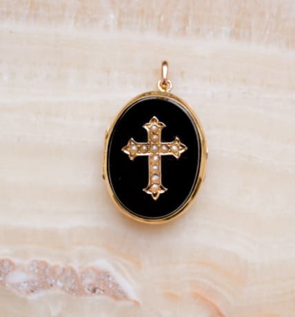 Pendentif ancien Onyx et Perles