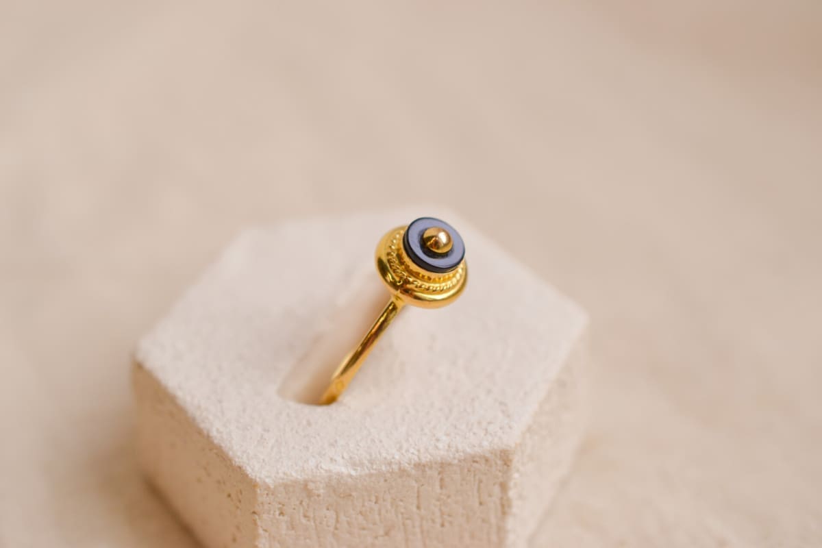 Bague Onyx décor torsadé - bague Vintage