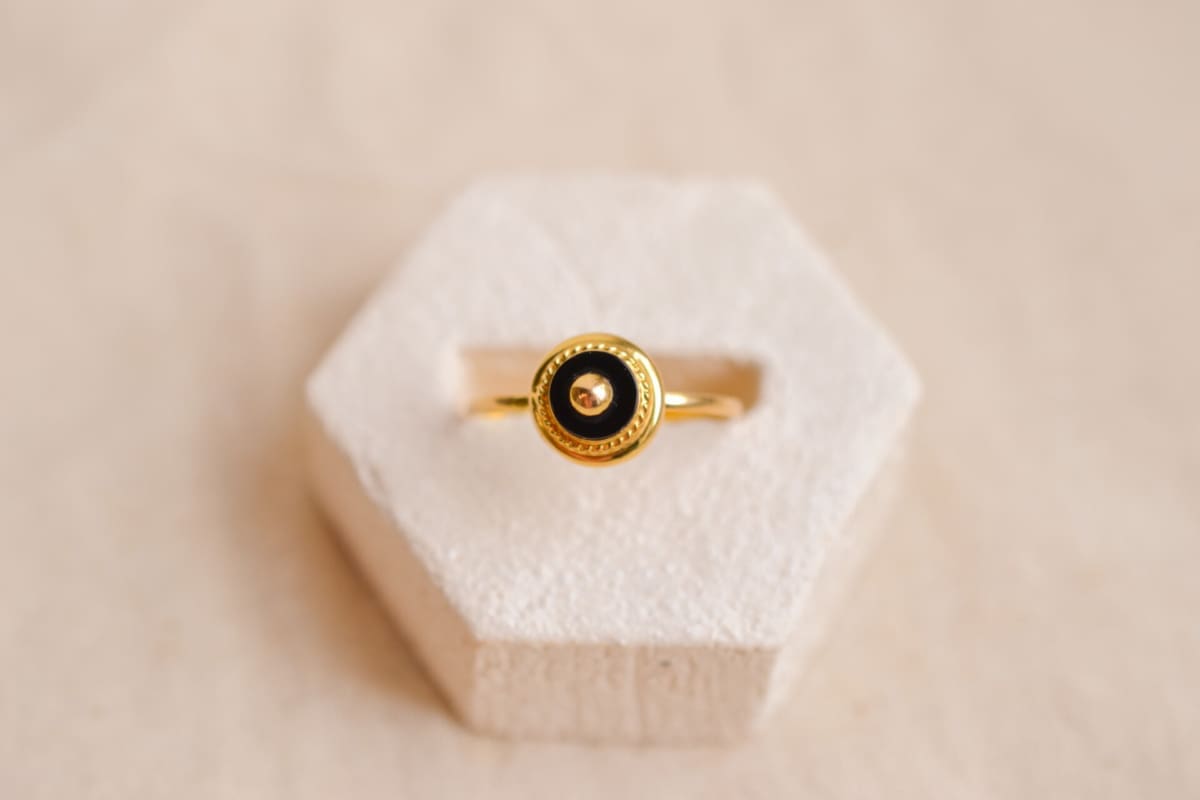Bague Onyx décor torsadé - bague ancienne