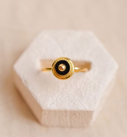 Bague Onyx décor torsadé - bague ancienne