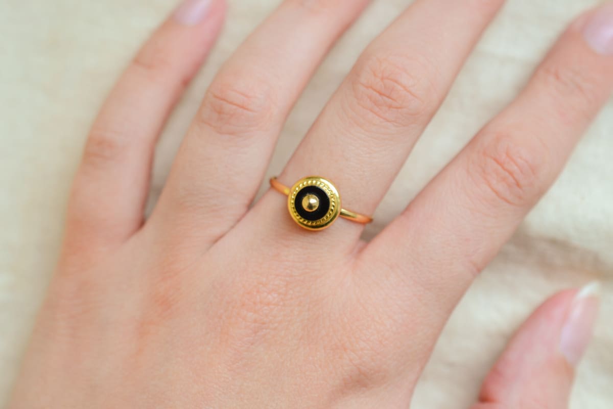 Bague Onyx décor torsadé - bague de mariage