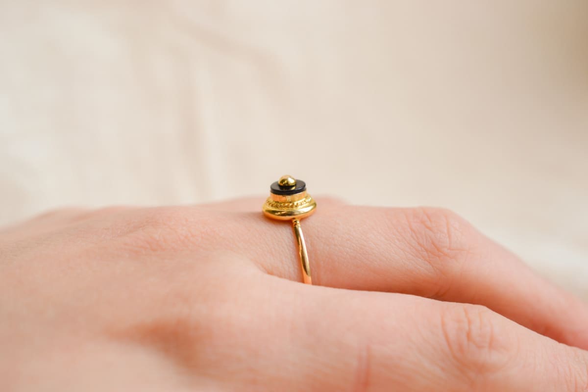 Bague Onyx décor torsadé - bague de naissance