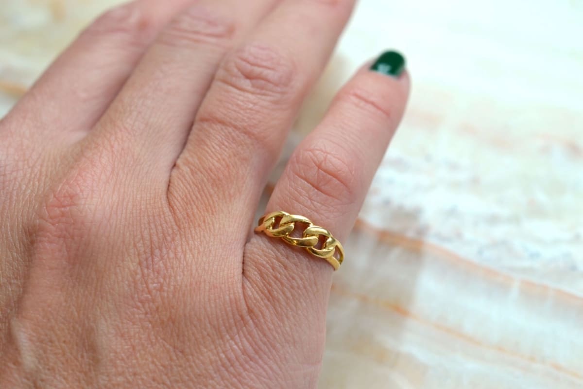 bague maillons ajourés or jaune