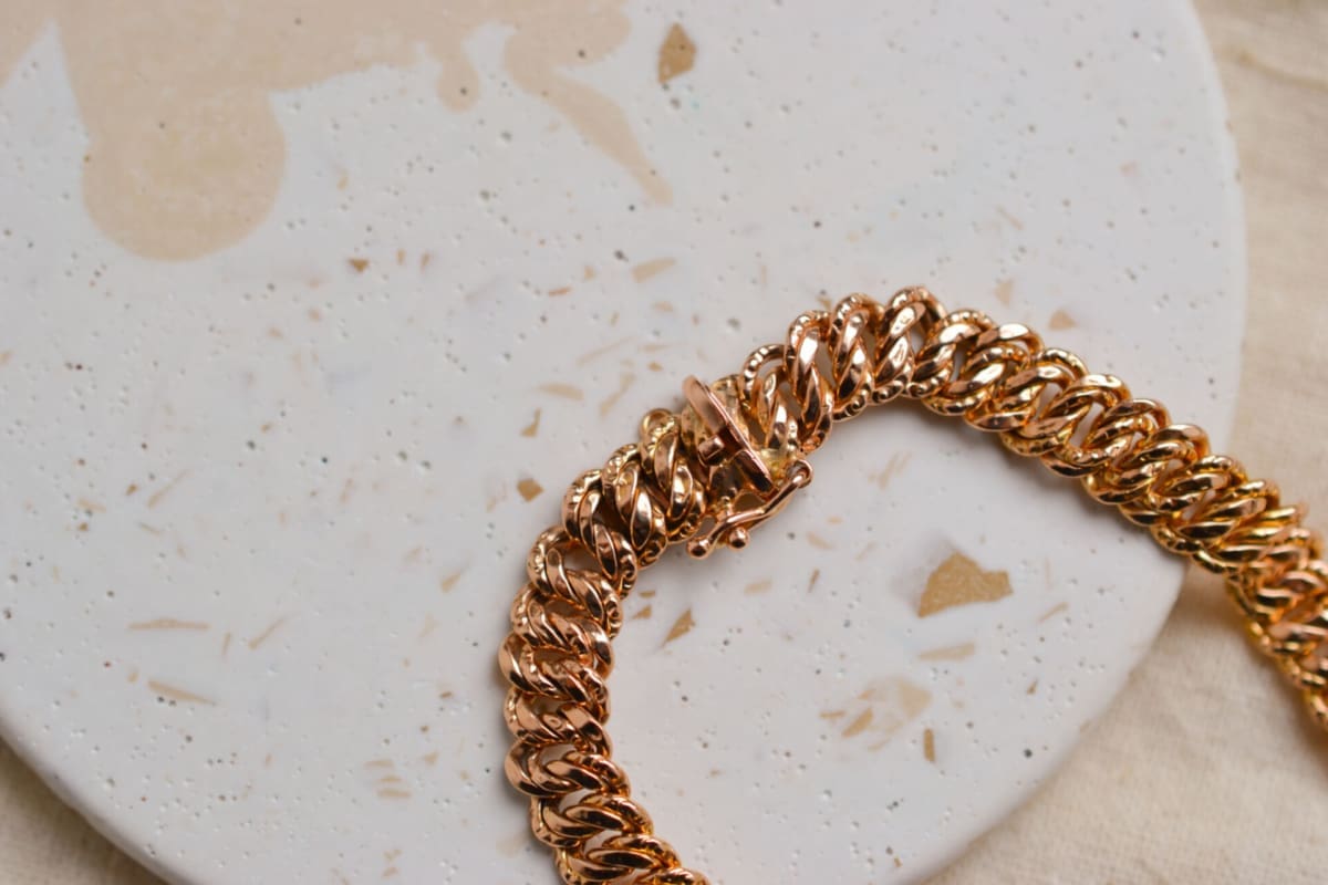 Bracelet Vintage en Or jaune 18 carats maille américaine