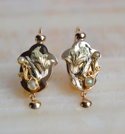 pendant d'oreilles poissardes perles
